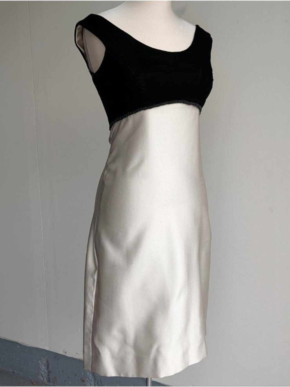 Vintage 90s Alfred Angelo Velvet Satin Empire Waist Cocktail Dress